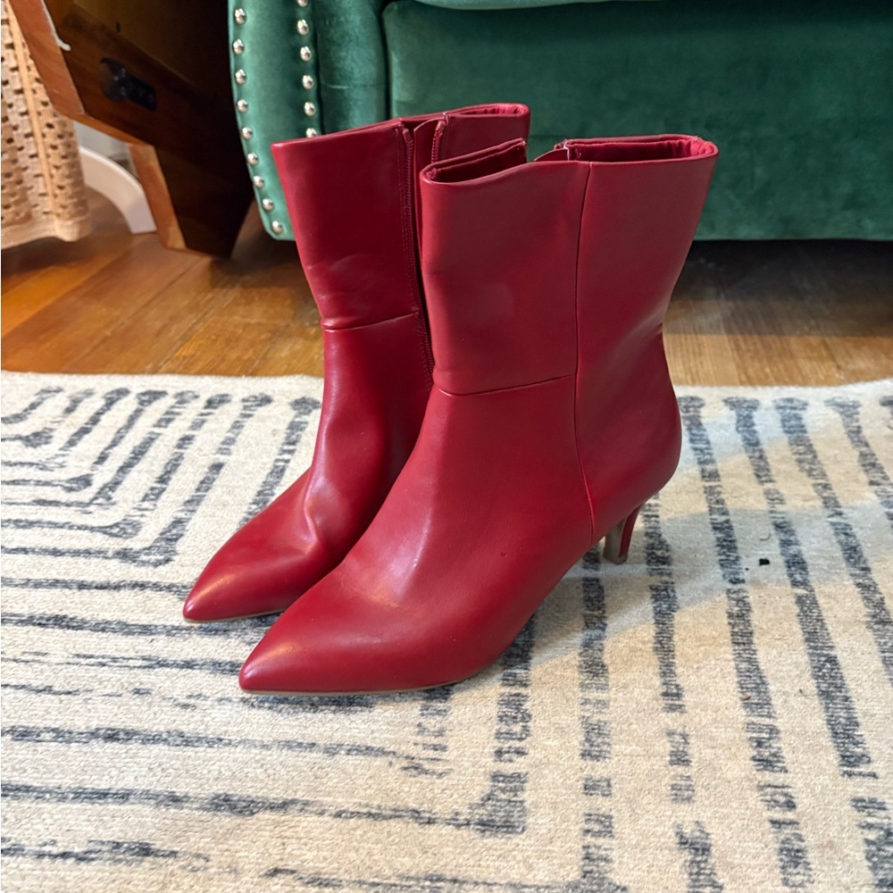 Elegant Red Women's Ankle Boots